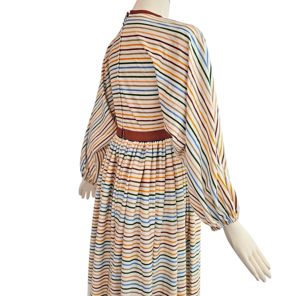 Vintage 1970s Dress Neiman Marcus Maxi Floor Length Striped Dolman Sleeve - Picture 13 of 16